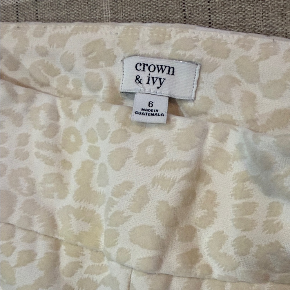 Crown & Ivy Beige Cheetah print pant